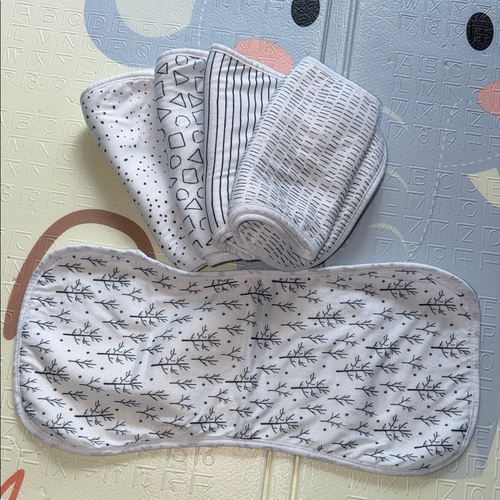 Set of 5 Patterned Baby Burp Cloths